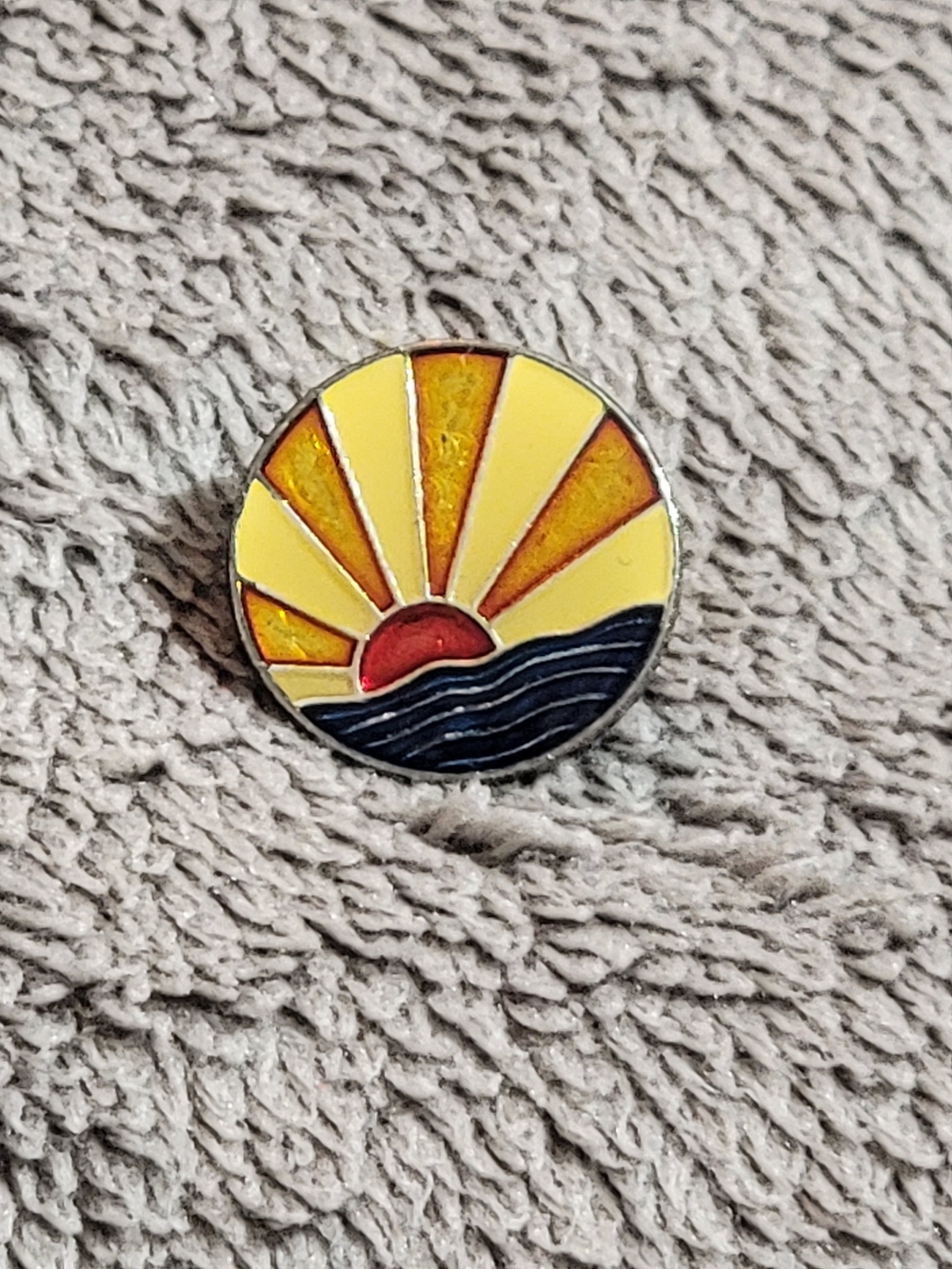 Sunrise Enamel Pin - Yellow, Red & Navy  Accent
